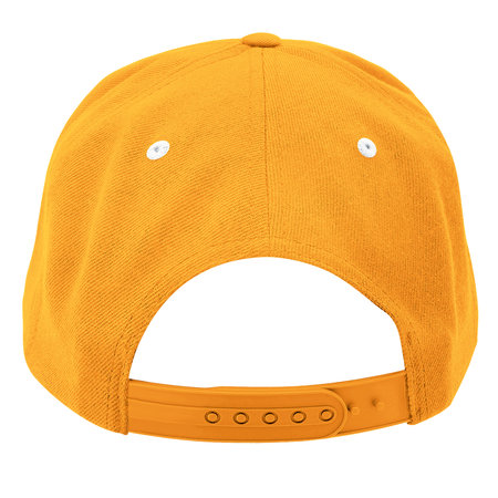 Show off your designs in a professional manner with this Back View Classical Skateboard Cap Mockup In Radiant Yellow Color.の写真素材