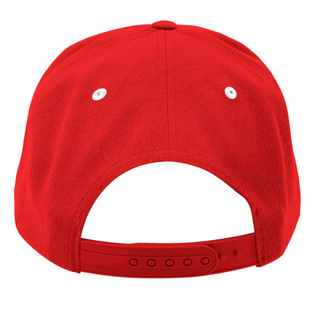 Show off your designs in a professional manner with this Back View Classical Skateboard Cap Mockup In Racing Red Color.の写真素材