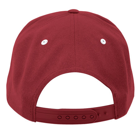 Show off your designs in a professional manner with this Back View Classical Skateboard Cap Mockup In Savvy Red Color.の写真素材