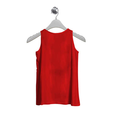 Put your design or graphics on top of this Back View Magnificent Tank Top Mockup In Fiery Red Color With Hanger, and you are ready to list them in your store.の写真素材