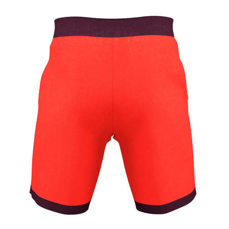Promote the beauty of your logo or design, with this Back View Impressive Men's Training Shorts Mockup In Living Coral Color.の写真素材