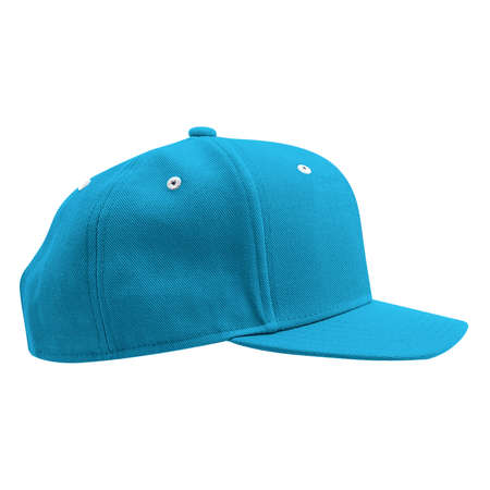 Promote your products logo or your design across with this Side View Classical Skateboard Cap Mockup In Cyan Blue Color.の写真素材