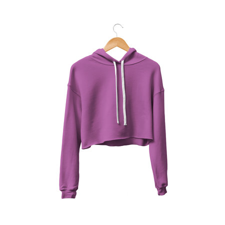 You do not have to be a designer, to make a lovely mockup, If you use this Front View Attractive Crop Top Hoodie Mockup In Radiant Orchid Color With Hanger.の写真素材