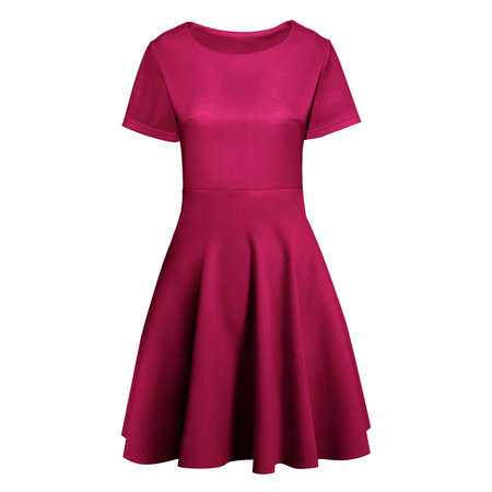 With these Front View Excellent Flare Dress Mockup In Dark Sangria Color, you donât have to wait for your brand or logo to be done. Simply add your graphic and it is ready.の写真素材