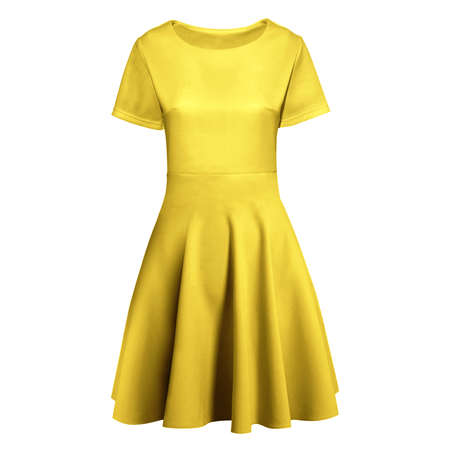 With these Front View Excellent Flare Dress Mockup In Prime Rose Color, you donât have to wait for your brand or logo to be done. Simply add your graphic and it is ready.の写真素材