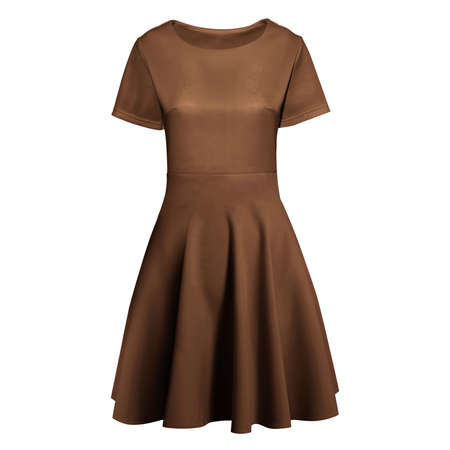 With these Front View Excellent Flare Dress Mockup In Royal Brown Color, you donât have to wait for your brand or logo to be done. Simply add your graphic and it is ready.の写真素材