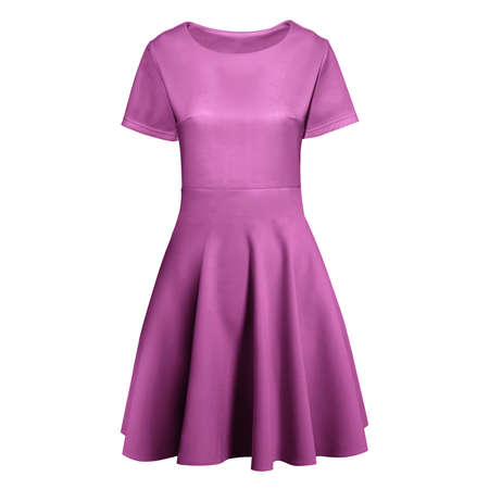 With these Front View Excellent Flare Dress Mockup In Royal Lilac Color, you donât have to wait for your brand or logo to be done. Simply add your graphic and it is ready.の写真素材