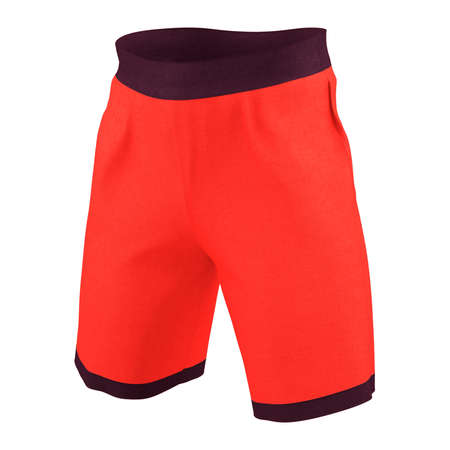 Make your logo design more real with this Left Side View Impressive Men's Training Shorts Mockup In Living Coral Color.の写真素材