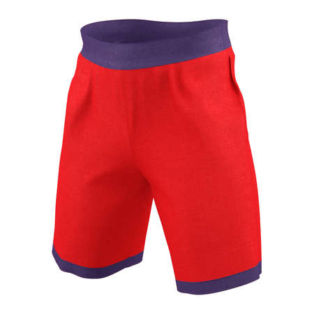 Make your logo design more real with this Left Side View Impressive Men's Training Shorts Mockup In Flame Scarlet Color.の写真素材