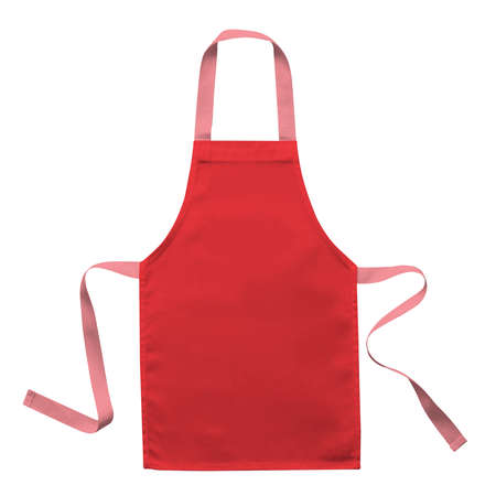 Get stylish photos and never lost your customer with this Front View Sweet Kids Apron Mockup In Poppy Red Color.の写真素材