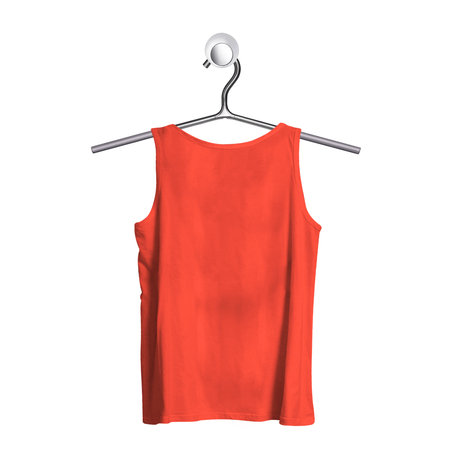 Get fashionable photos and never lost your beloved customer, with this Back View Fresh Tank Top Mockup In Camellia Orange Color With Hanger.の写真素材