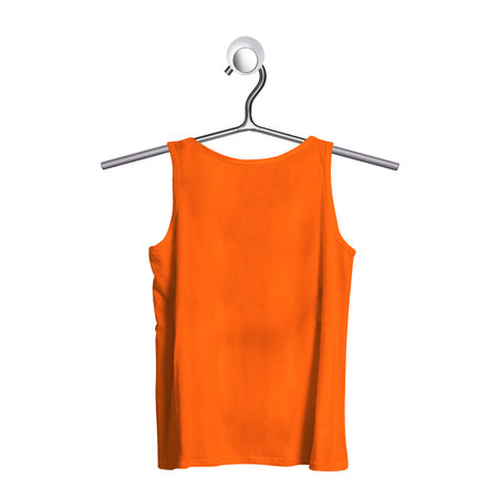 Get fashionable photos and never lost your beloved customer, with this Back View Fresh Tank Top Mockup In Carrot Curl Color With Hanger.の写真素材