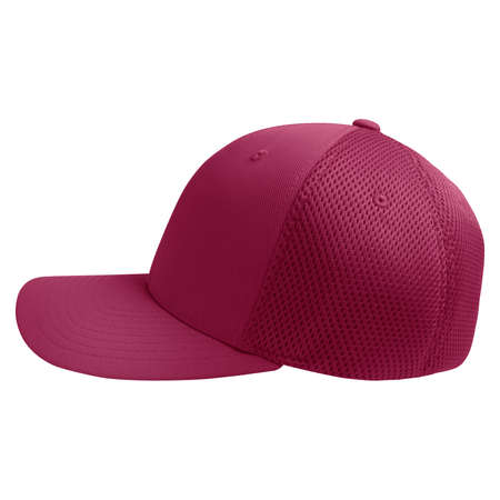 Promote the beauty of your logo or design, with this Side View Magnificent Cap Mockup In Dark Sangria Color.の写真素材