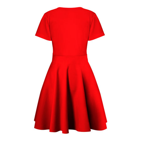 You can customize almost everything on this Back View Excellent Flare Dress Mockup In Flame Scarlet Color to match your design.の写真素材