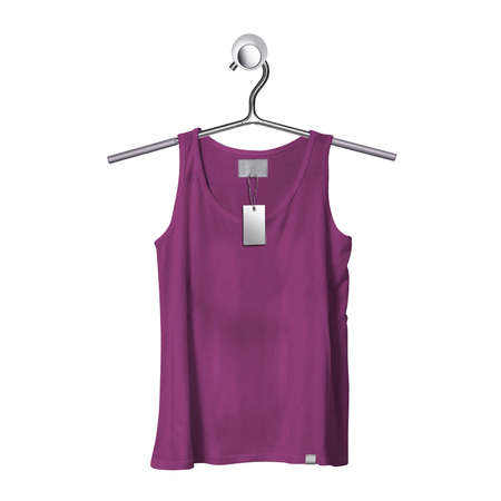 You can easily visualize your great design ideas with this Front View Fresh Tank Top Mockup In Radiant Orchid Color With Hanger.の写真素材