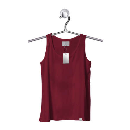 You can easily visualize your great design ideas with this Front View Fresh Tank Top Mockup In Red Bud Color With Hanger.の写真素材