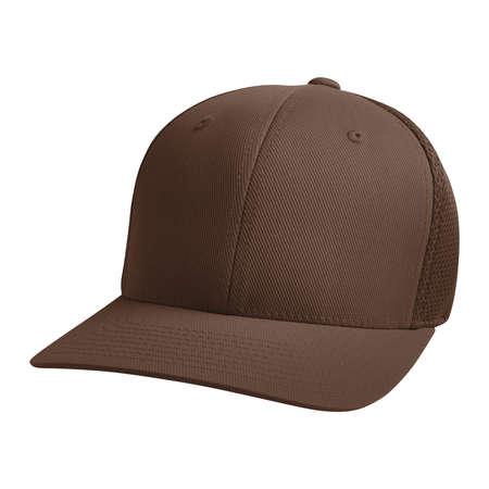 Show off your design style like a pro, by using this Side Perspective View Magnificent Cap Mockup In Royal Brown Color.の写真素材