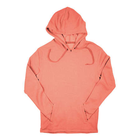 You do not have to be a designer, to make a lovely mockup, If you use this Awesome Pullover Hoodie Mockup In Fusion Coral Color.の写真素材