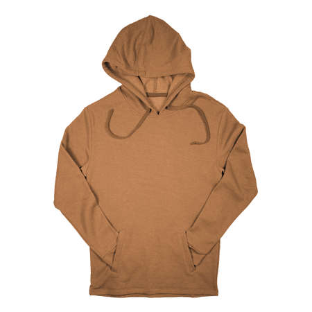 You do not have to be a designer, to make a lovely mockup, If you use this Awesome Pullover Hoodie Mockup In Brown Sugar Color.の写真素材