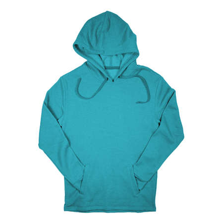 You do not have to be a designer, to make a lovely mockup, If you use this Awesome Pullover Hoodie Mockup In Blue Curacao Color.の写真素材