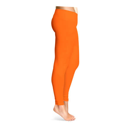 Side View Amazing Leggins Mockup In Turmeric Powder Color, is a professional mockup for placing your own designsの写真素材