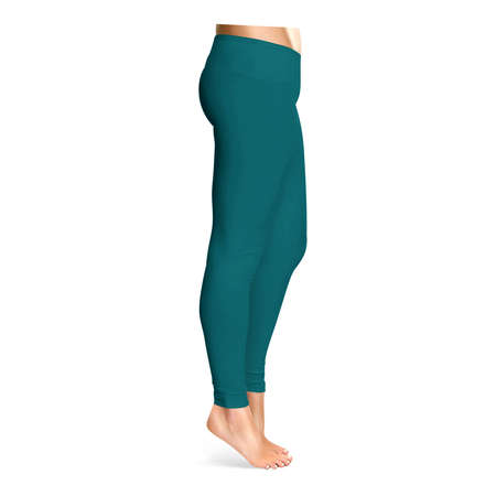 Side View Amazing Leggins Mockup In Green Eden Color, is a professional mockup for placing your own designsの写真素材