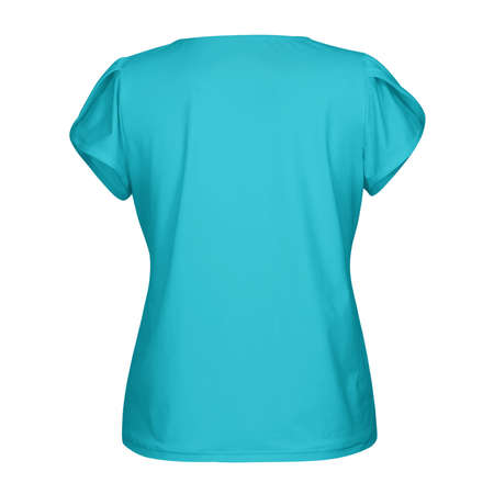 Paste the beauty of your design into this Back View Classical Women Blouse Mockup In Blue Curacao Color, and everything will appear to be real.の写真素材