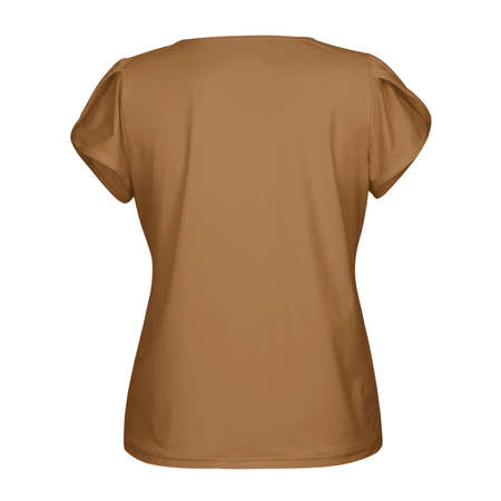 Paste the beauty of your design into this Back View Classical Women Blouse Mockup In Brown Sugar Color, and everything will appear to be real.の写真素材