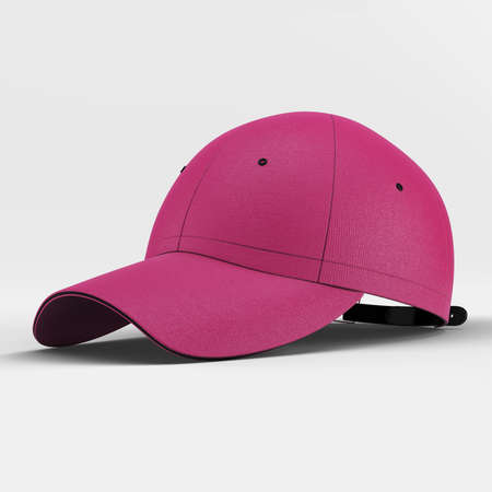 A Side View Awesome Baseball Cap Mockup In Dark Sangria Color, to display your designs and brand logo more valuable.の写真素材