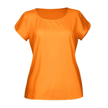 Just place your picture on this Front View Classical Women Blouse Mockup In Flame Orange Color, and your products will be ready to be advertised.の写真素材