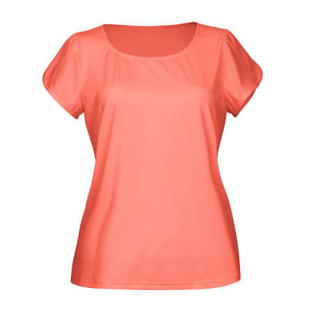 Just place your picture on this Front View Classical Women Blouse Mockup In Fusion Coral Color, and your products will be ready to be advertised.の写真素材
