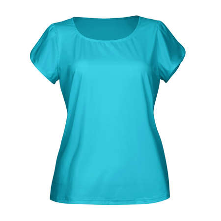 Just place your picture on this Front View Classical Women Blouse Mockup In Blue Curacao Color, and your products will be ready to be advertised.の写真素材