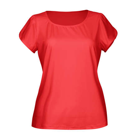 Just place your picture on this Front View Classical Women Blouse Mockup In Poppy Red Color, and your products will be ready to be advertised.の写真素材