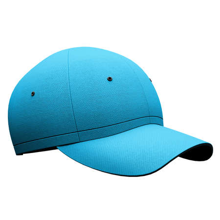 Add your amazing designs or logo to this Front Half View Creative Baseball Hat Mockup In Cyan Blue Color, and everything will be done.の写真素材