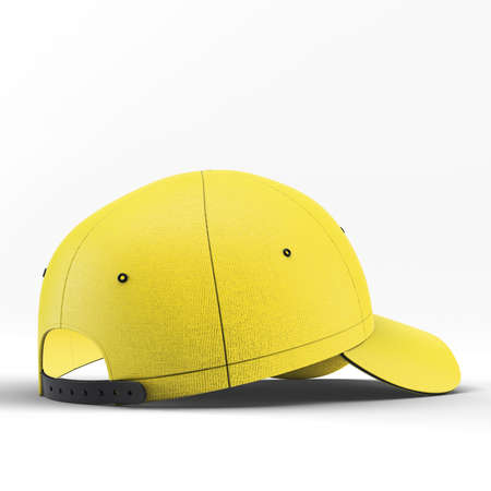 A modern Side Half View Creative Basketball  Hat Mockup In Empire Yellow Color template, to help your designing work more quickly.の写真素材
