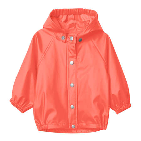 Visualize your designs with just a couple of clicks in this Sweet Baby Raincoat Mockup In Fusion Coral Color.の写真素材