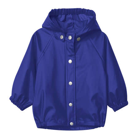 Visualize your designs with just a couple of clicks in this Sweet Baby Raincoat Mockup In Clematis Blue Color.の写真素材