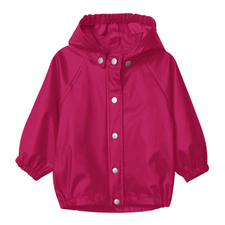 Visualize your designs with just a couple of clicks in this Sweet Baby Raincoat Mockup In Cherries Jubilee Color.の写真素材