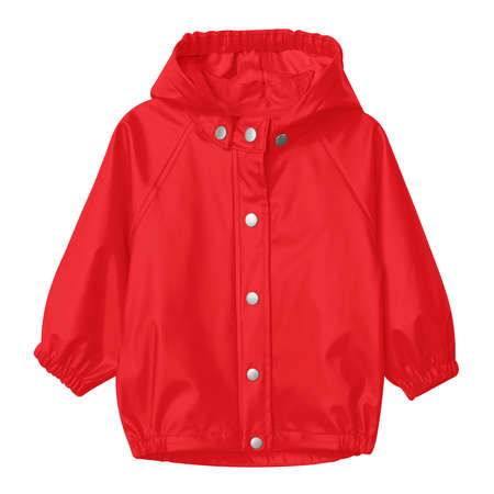 Visualize your designs with just a couple of clicks in this Sweet Baby Raincoat Mockup In Poppy Red Color.の写真素材