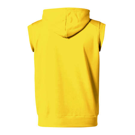 You do not need to be a designer if you use this Back View Fabulous Sleeveless Hoodie Mockup In Aspen Gold Color.の写真素材
