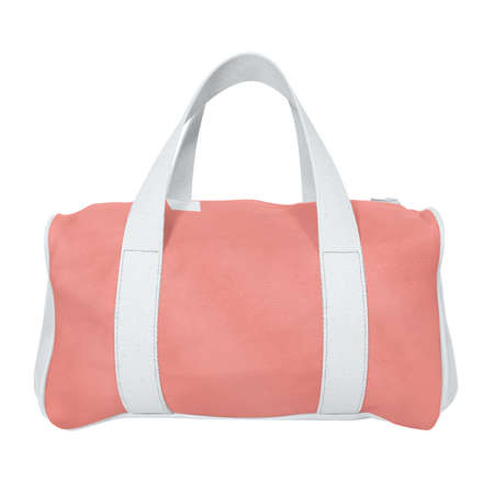 This Front View Beauty Gym Bag Mockup In Living Coral Color, is a simple blank template and prepared to use.の写真素材