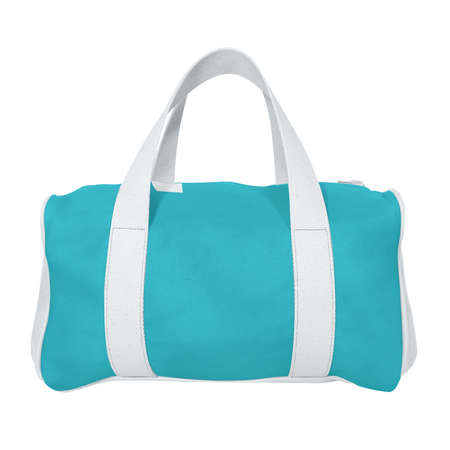 This Front View Beauty Gym Bag Mockup In Scuba Blue Color, is a simple blank template and prepared to use.の写真素材