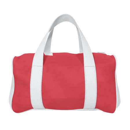 This Front View Beauty Gym Bag Mockup In Flame Scarlet Color, is a simple blank template and prepared to use.の写真素材