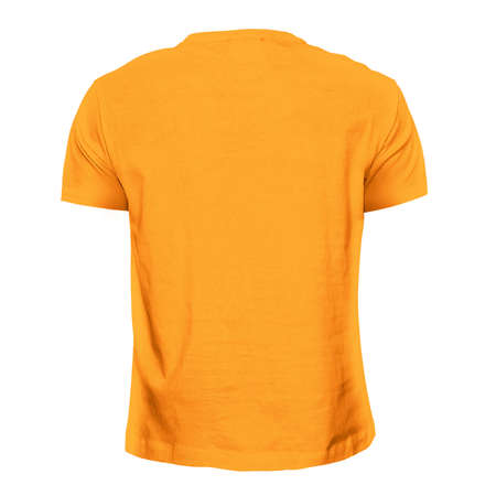You can make your logo design more beautiful with this Back View Simple T Shirt Mockup In Radiant Yellow Color.の写真素材