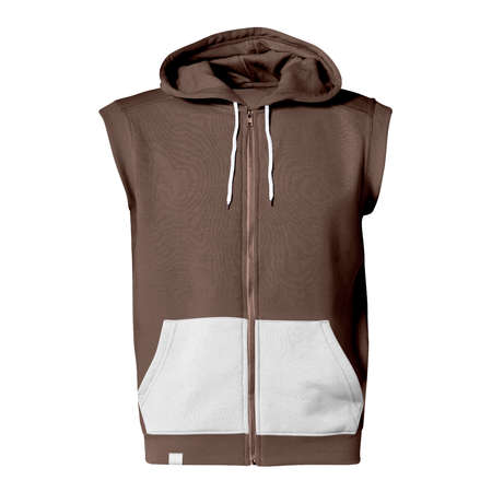 With these Front View Fabulous Sleeveless Hoodie Mockup In Tiramisu Brown Color you donât have to wait for your brand artwork to be done. Add your graphic into this HD Mock-up.の写真素材