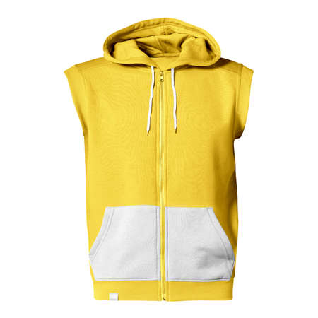 With these Front View Fabulous Sleeveless Hoodie Mockup In Aspen Gold Color you donât have to wait for your brand artwork to be done. Add your graphic into this HD Mock-up.の写真素材