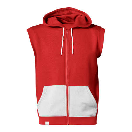 With these Front View Fabulous Sleeveless Hoodie Mockup In Racing Red Color you donât have to wait for your brand artwork to be done. Add your graphic into this HD Mock-up.の写真素材