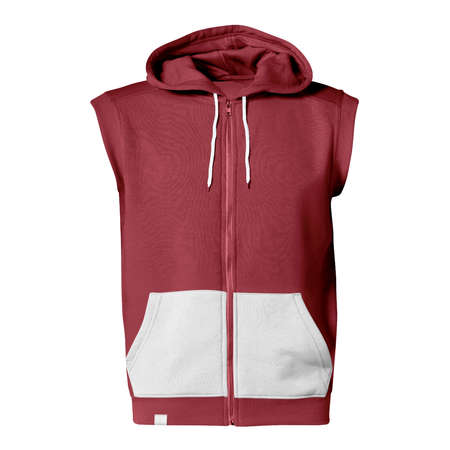 With these Front View Fabulous Sleeveless Hoodie Mockup In Savvy Red Color you donât have to wait for your brand artwork to be done. Add your graphic into this HD Mock-up.の写真素材