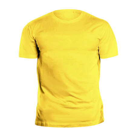 Use this Front View Simple T Shirt Mockup In Aspen Gold Color, it is an easy way to make your designs look fashionableの写真素材