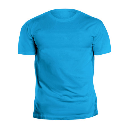 Use this Front View Simple T Shirt Mockup In Cyan Blue Color, it is an easy way to make your designs look fashionableの写真素材